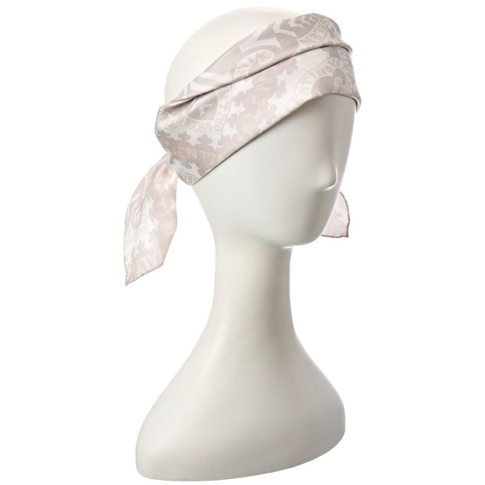 Valentino Mini Silk Bandana Headband, White